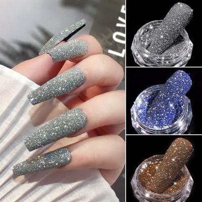 China Mixed Glass Micro Nail Art Decorations Diamond Glitter Nail Sequin Holographic Gel Nail Design UV Dye Decorations 1Box Diamond Powder Laser Reflective Nail for sale