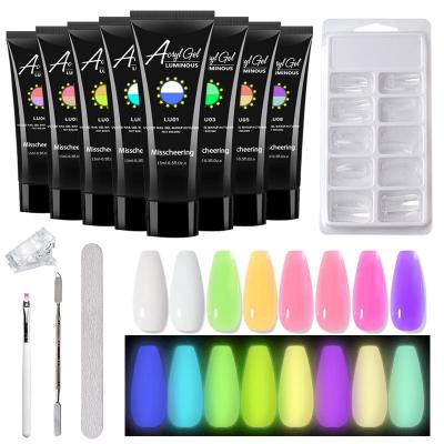 China Poly Nail Gel Luminous Extension Nails Poly Kit Acrylic Gel Set Quick Nail Builder System Soak Off Polish UV Glow In Dark Nail Art Salon for sale