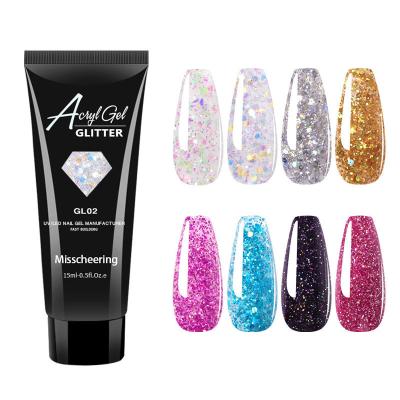 China Acrylic Gel Varnish Quick Glitter Glitter Builder Poly Nail Gel Extension Poly Nail Extensions Stick On Hybrid UV Gel Polish Manicure for sale