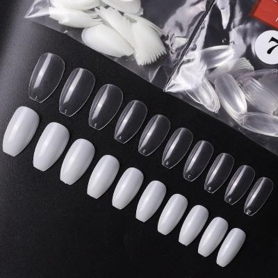 China Manicure Extension Tips Ballet Full Cover 500Pcs Natural Clear False Acrylic Nail Tips Ultra Flexible Nail Art Practice Display Nail Accessories for sale