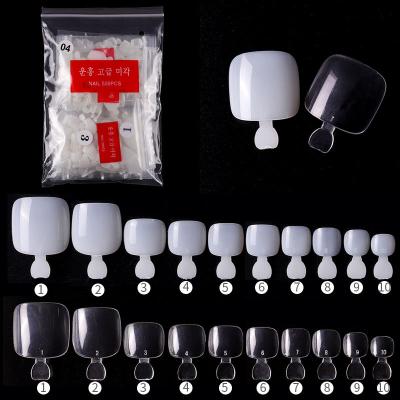 China Manicure Extension Tips 500 Pcs False Foot Manicure Nail Artificial Acrylic Plastic Tool/Package Toe Nails Tips Natural Transparent for sale