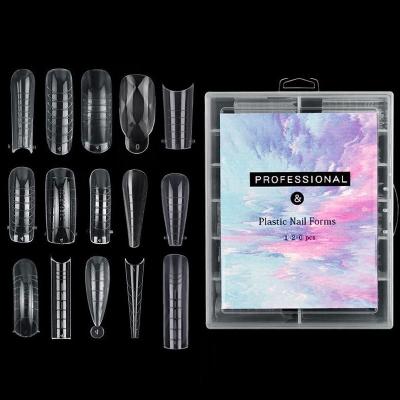 China 120pcs/Box Nail Art Mold Tips Quick Building Mold Gel Nail Long Coffin Square Ballerina Nail Extension Mold Eco-Friendly UV Stylus for sale