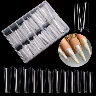 China Eco-Friendly 240pcs/Box Nail Tips XXL Long Coffin False Nails Clear / Natural French Nail Art Tips Half Cover Factory Style Manicure for sale