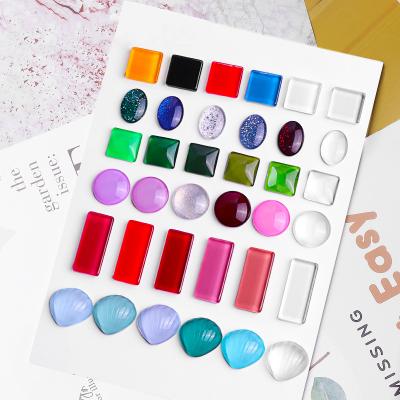 China 10pcs/pack Eco-Friendly Clear Glass Nail Art Display To Show Gel Polish Designs Nail Tips Color Board Japanese Style Nail Tools for sale