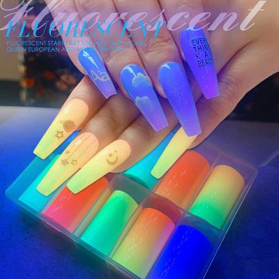 China Holographic Nail Foil Set 4*100cm Fluorescence Gradient Colorful Nail Foils DIY Brand Logo Designs Transfer Nail Foil Sticker Manicure Paper Decorations for sale