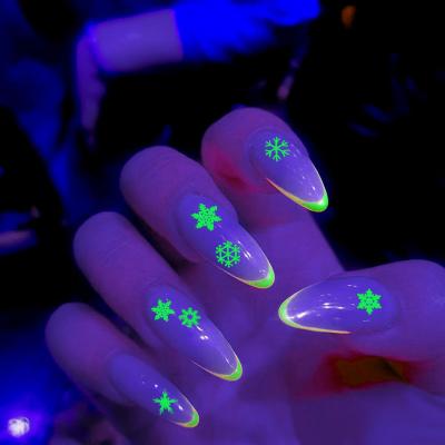 China Nail Art Sticker Decorations 3D Luminous Butterfly Flame Snowflowers Designs Nail Art Stickers Glow in Dark Glitter Nail Decals Manicure Decorations for sale