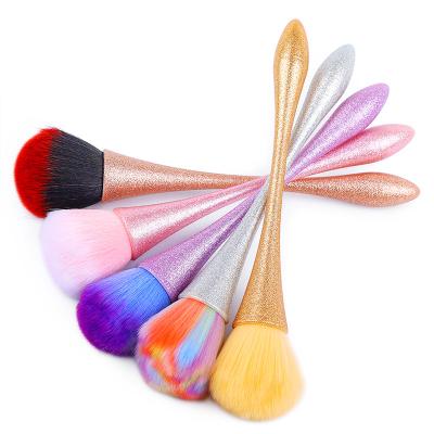 China NAIL Colorful Gradient Nail Brush Cleaning Remove Soft Dust Matte Handle Nail Art Manicure Powder Clean Brushes Blush Makeup Tools for sale