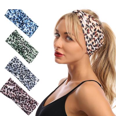 China Popular European and American border creative leopard cross-color headband sports wash headband women headwear spot wholesale for sale