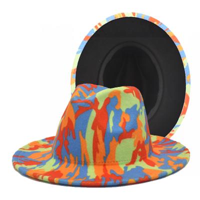 China Plush Wholesale New Digital Printing Customized Design Felt Jazz Style Fedora Hats Unisex for sale