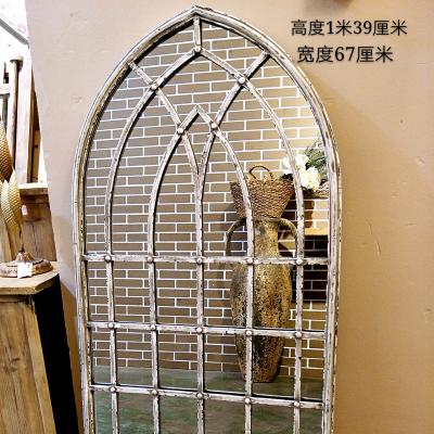 China 2022 Shabby chic vintage decor mirror wrought iron wall decor frame home mirror for sale