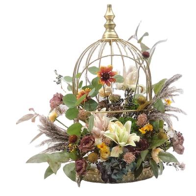 China Viable birdcage design ceramic dessert table double layer cake restaurant hotel dessert shelf. for sale