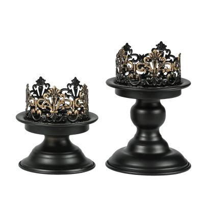 China French wrought iron central dining table wedding candle holder Nordic wedding lace candle holder. for sale