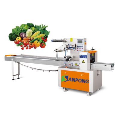 China Horizontal Packing Machine Automatic Vegetable Fruit Food Pillow Packing Machine Chocolate Packaging Equipment for sale