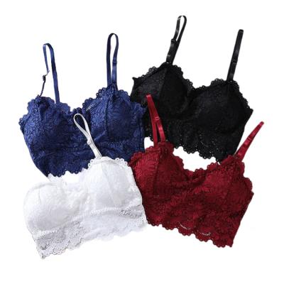 China Sexy Full Coverage Adjustable Strap Wire Free Waist Pump Ladies Women Lace Up Push Up Bra for sale