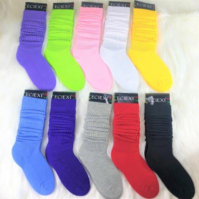 China Fashion Colorful Long Slouch Sock For Girls Thick Terry Sole Fluorescent Color Cotton Winter Women Crew Slouch Socks for sale