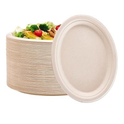 China Oval Super Strong Disposable Natural Biodegradable Eco-Friendly Disposable 100% Compostable Biodegradable Paper Plates Paper Plates Disposable Eco-Friendly Sugarcane Disposable Dishes for sale