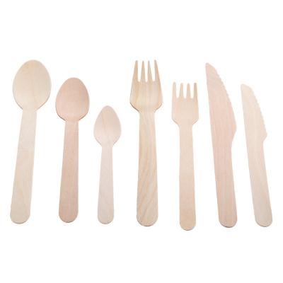 China Biodegradable Stocked Eco-Friendly Disposable Forks/Spoons/Cutlery Cutters Knives Wooden Part Supplies Kitchen Utensils Dessert Tableware 11cm/14cm for sale