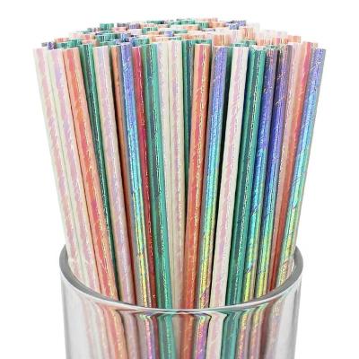 China Drinking Straws Iridescent Disposable Biodegradable Biodegradable Drinking Straws Eco-Friendly Disposable Party Paper Disposable Drinking Straws for sale