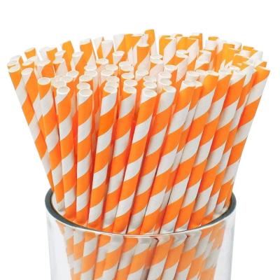 China Eco Friendly Disposable Biodegradable Paper Straws Stripe Two-color Drinking Straw Stocked Straw For Wedding Supplies And Gifts for sale