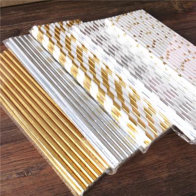 China Gold Biodegradable Paper Straws Disposable Eco-Friendly Stocked EU Home Party Barware Bar Silver Foil Heart Star Chevron Stripe Wedding Party Decor for sale