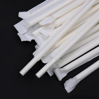 China Solid White Party Plain Straws Disposable Eco Friendly Stocked Drinking Straw Biodegradable Paper Wrapped Straws For Restaurant Cafe for sale