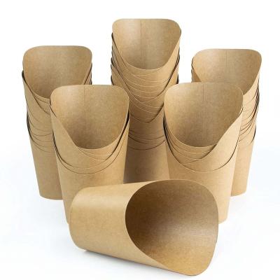 China Biodegradable Custom Snacks Chips French Fry Paper Holder Sushi LOGO Printed Packaging Boxes Salad Wedding Paper Food Trays Cones for sale