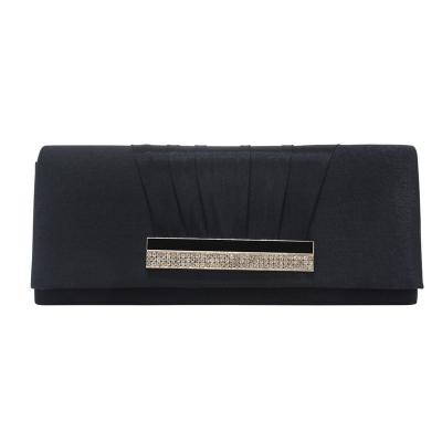 China 2021 Sweet And Fair Style Satin Fabric Evening Clutch Bag With Diamond-studded Long Square Ladies Handbags Women Clutch Bags for sale