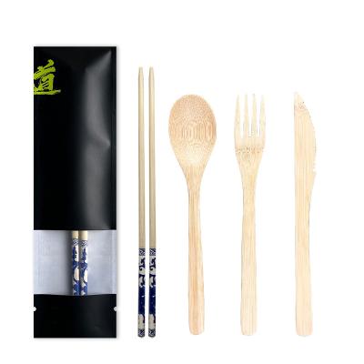 China Sustainable Disposable Part Utensils Spoon Knife Fork Set Biodegradable Disposable Travel Bamboo Cutlery Wooden Utensils for sale