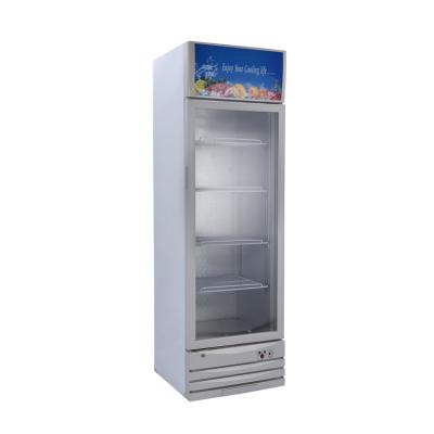 China Shopping Mall 300 Liters DC Upright Freezer Showcase Glass Display Cabinet for sale