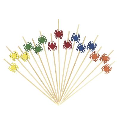 China Party Restaurant Picnic China Factory Directly Sell Beads Decoration Bamboo Skewer Spider Beaded Cocktail Picks Bamboo Halloween Holiday for sale