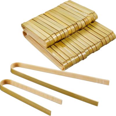 China Party Restaurant Picnic 70 Pieces Mini Bamboo Tongs 2 Length Toast Tongs Tongs Tongs Disposable Wooden Bamboo Baking Cookware Sets for Cooking Toast Bread for sale