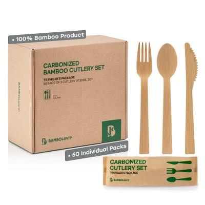 China High Quality Bamboo Disposable Cutlery Set Spoon Set Party Restaurant Picnic Restaurant/Traveler Bambooware Fork/Knife for sale