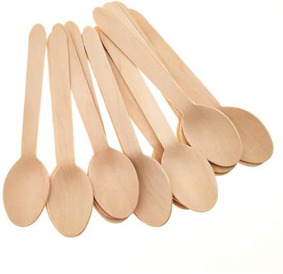 China Disposable Disposable 100% Natural Biodegradable Eco-friendly Wooden Spoons For Parties Cutlery Utensils Wholesale Tableware for sale