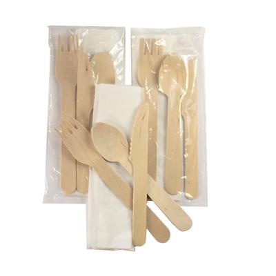 China Party Restaurant Picnic Amazon Hot Sale Customized Disposable Biodegradable Wooden Cutlery Set for sale