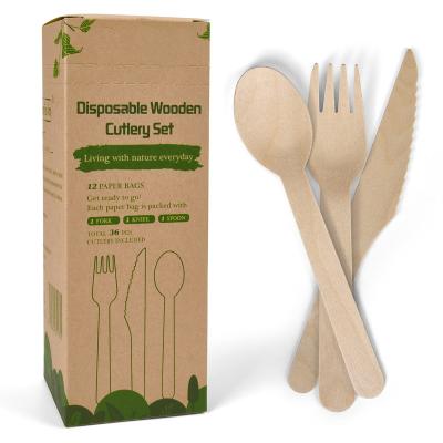 China Disposable Wooden Party Restaurant Picnic Cutlery Packets, 6 Inch Wooden Alternative. in length 100% compostable birch utensils for plastic for sale