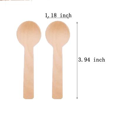 China 200pcs Mini Wooden Spoons 4inch Picnic Ice Cream Disposable Wooden Dessert Spoons Party Restaurant Birchwood Compostable Biodegradable for sale