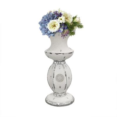 China All over the World China Supplier Home Decoration Cheap White Silver Fibergalss Flower Vase for sale