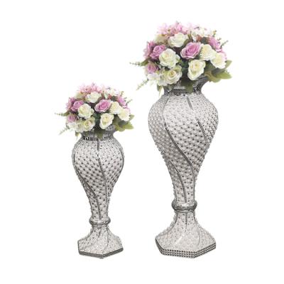 China Wholesale Europe Pearl Tall Floor Standing Artificial Flower Planter Vase For Wedding Event Party for sale