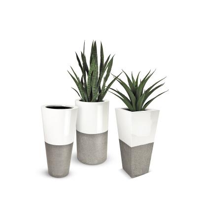 China Direct Sales Modern Pure Natural Fiberglass Plant Decor Modern Home White Flower Vase for sale