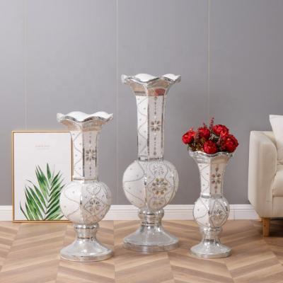 China Wholesale Cyrstal Modern Home Modern Fiberglass Plant Large Flower Decoration Standing Pots For Indoor for sale