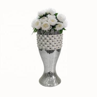 China CLASSIC wholesale indoor silver glass bead ceramic vase for home flower pots for sale