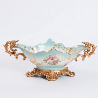 China All over the world antique light blue European and American style desktop fruit tray for home decor dish for sale