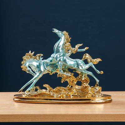 China Cartoon Decorative Ornaments Carve Sky Blue Horse Crafts Creative Model Statue for sale