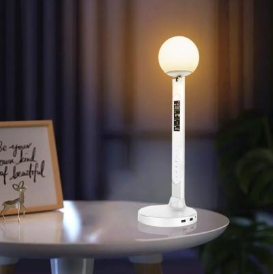 China LCD display control/multi-angle adjustable Touch control  USB Rechargeable Modern luxury wireless charging light office desk side lamp decorative glass table lamp for sale