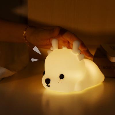 China Cartoon LED Fawn Colorful Night Light USB rechargeable Silicone pat battery decorative table lamp rgb led modern for sale