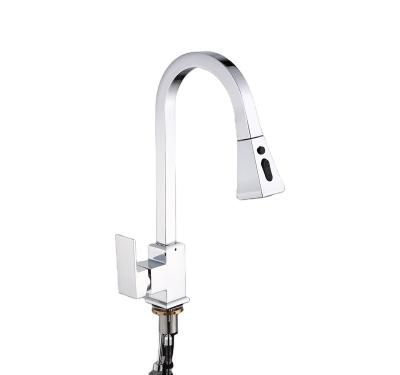 China Modern Modern Chrome Stainless Steel Pull Down Single Handle Kitchen Faucet With Hose for sale