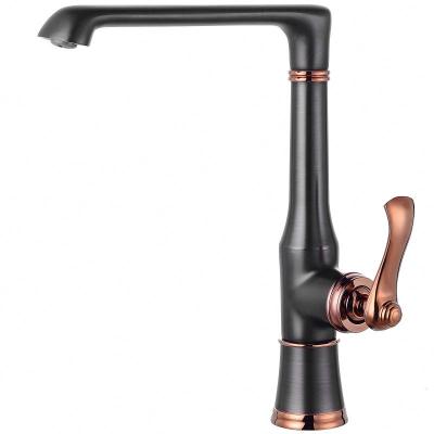 China Thermostatic Faucets Plating Black Sitting Sink Faucet With Rotatable Copper Body Kitchen Faucet for sale