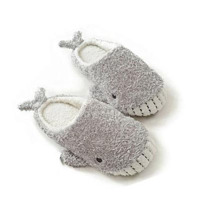 China Gray Terry Cloth Child Shark Winter Narrow Toe Comfort Animal Fuzzy Slipper Slipper for sale