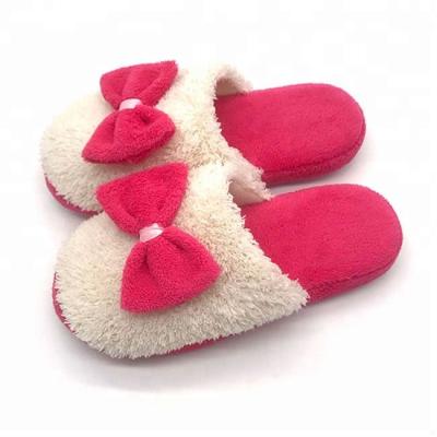 China Narrow Toe Ladies Toilet Slipper Flat Foam Unique Slippers With Bowknot for sale