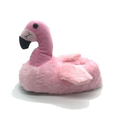 China Narrow Toe Adult and Kids Kids Plush Animal Size Flamingo Plush Slippers Fuzzy Slippers for sale